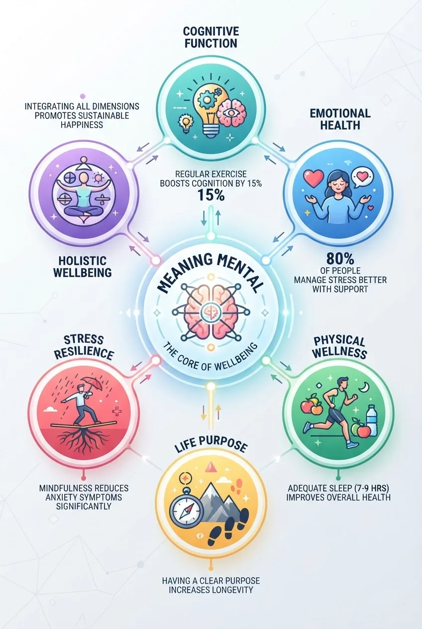 the relationship between "Meaning Mental" at the center, surrounded by interconnected circles labeled: Cognitive Function, Emotional